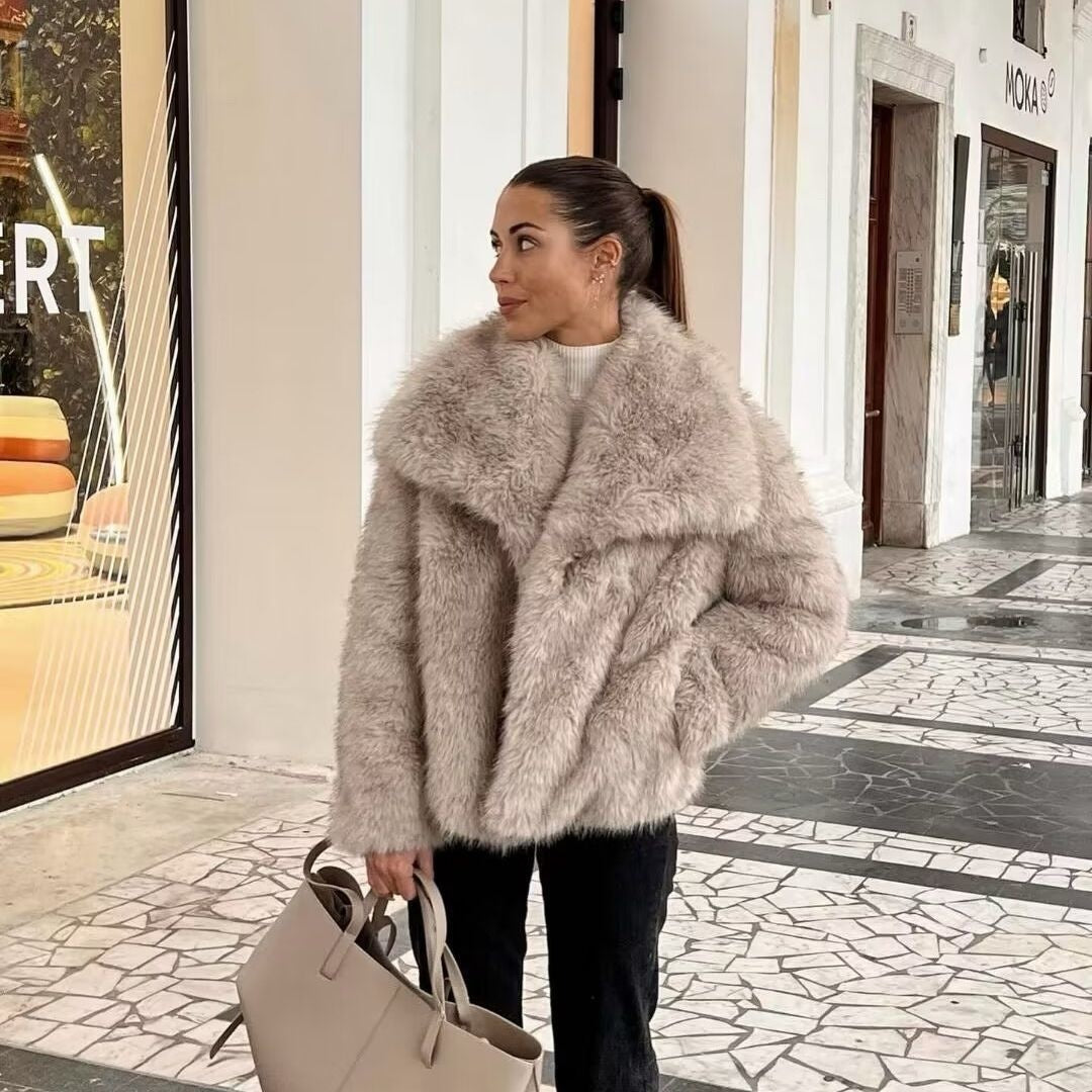 Faux Fur Coat Female Short Chic