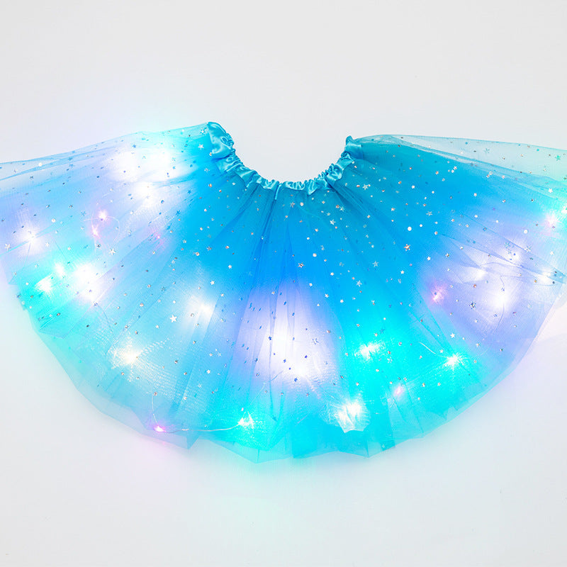 Magical & Luminous LED Princess Halloween Tutu Skirt Sequins Shiny Skirt