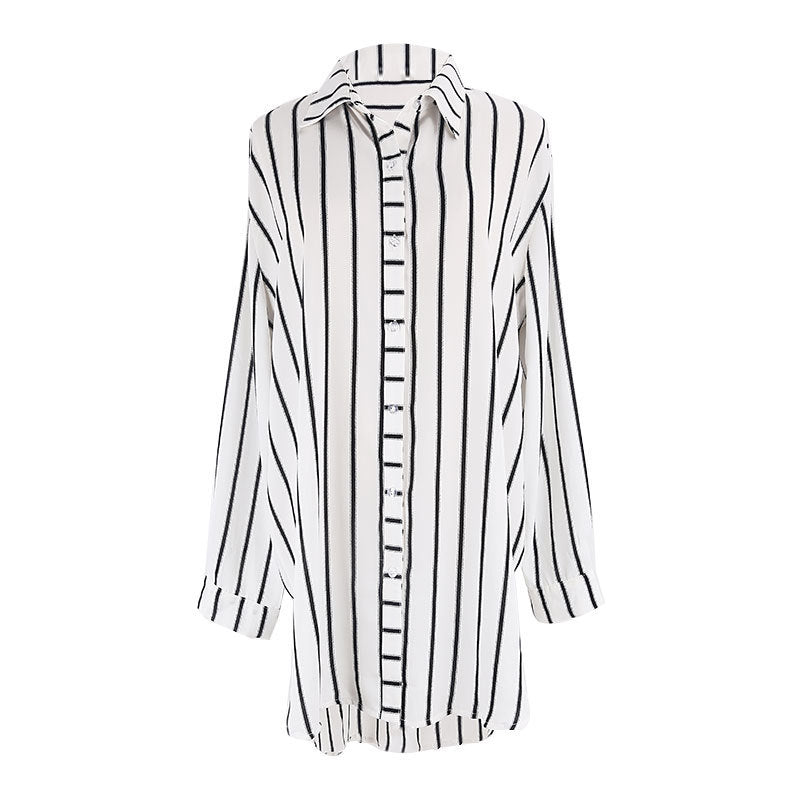 Black And White Striped Shirt Seaside Vacation Blouse