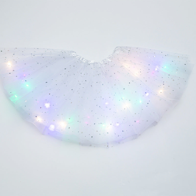 Magical & Luminous LED Princess Halloween Tutu Skirt Sequins Shiny Skirt