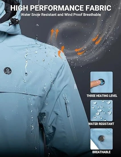 Heated Jacket, Ski Jacket Coat, With 12V 16000mAh Battery Pack, 5 Areas Heating Thicken Men Winter Coat