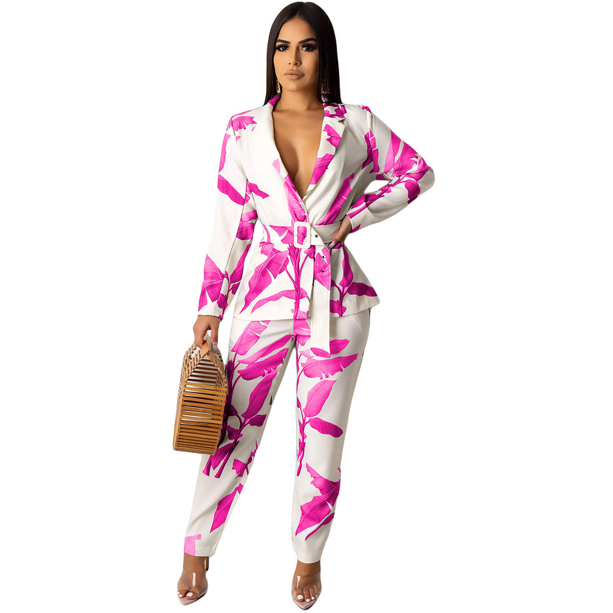 Print jacket+trouser suit Long Sleeve Pant