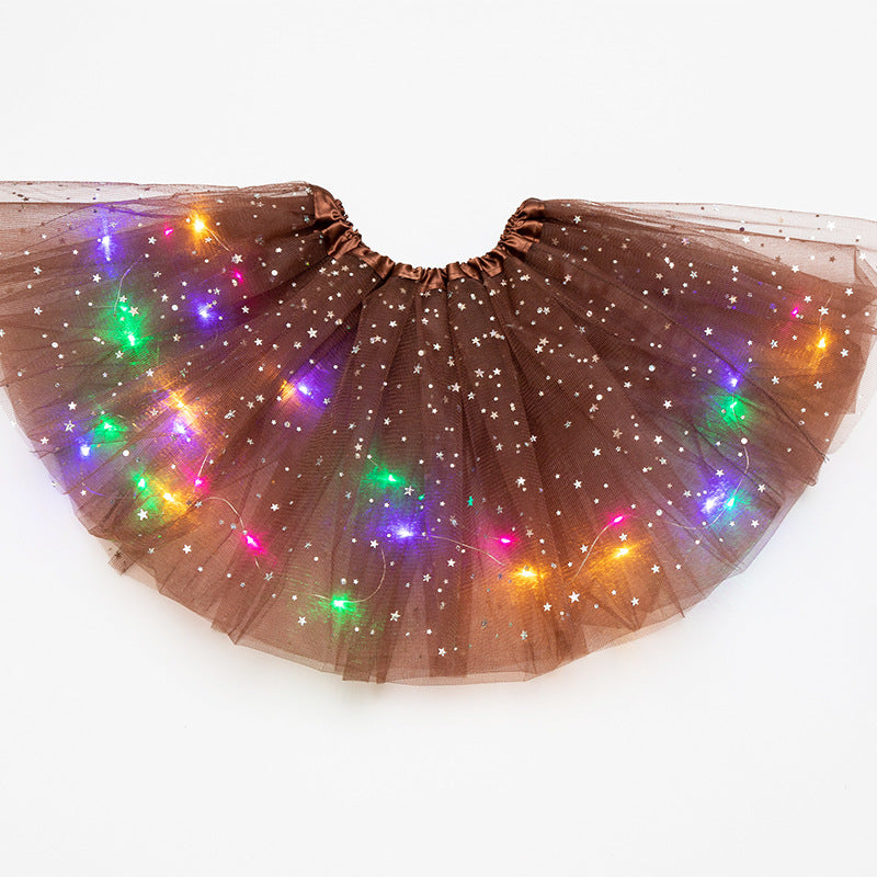Magical & Luminous LED Princess Halloween Tutu Skirt Sequins Shiny Skirt