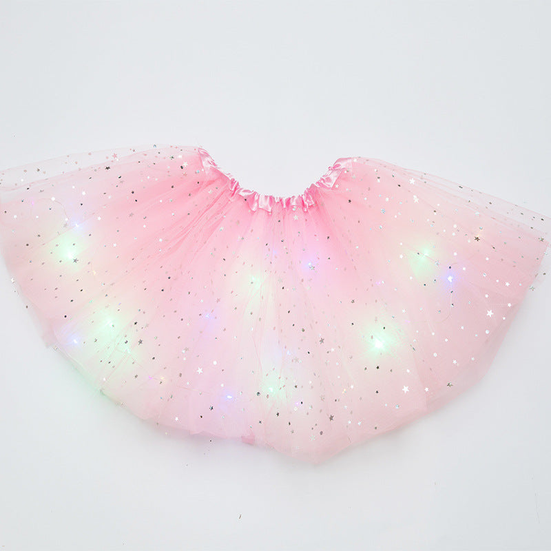 Magical & Luminous LED Princess Halloween Tutu Skirt Sequins Shiny Skirt