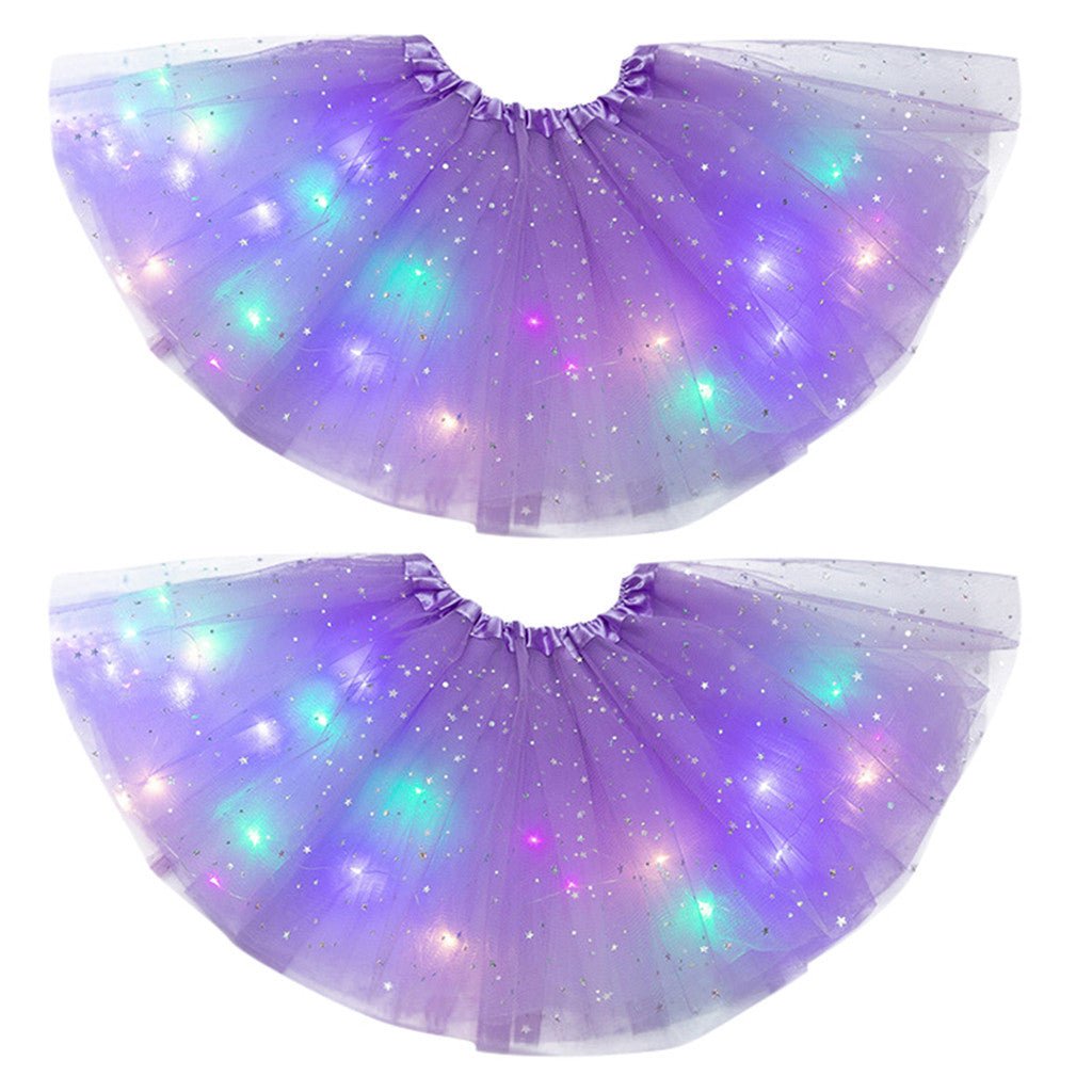 Magical & Luminous LED Princess Halloween Tutu Skirt Sequins Shiny Skirt
