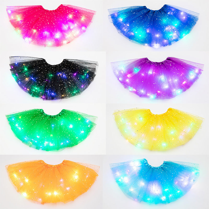 Magical & Luminous LED Princess Halloween Tutu Skirt Sequins Shiny Skirt