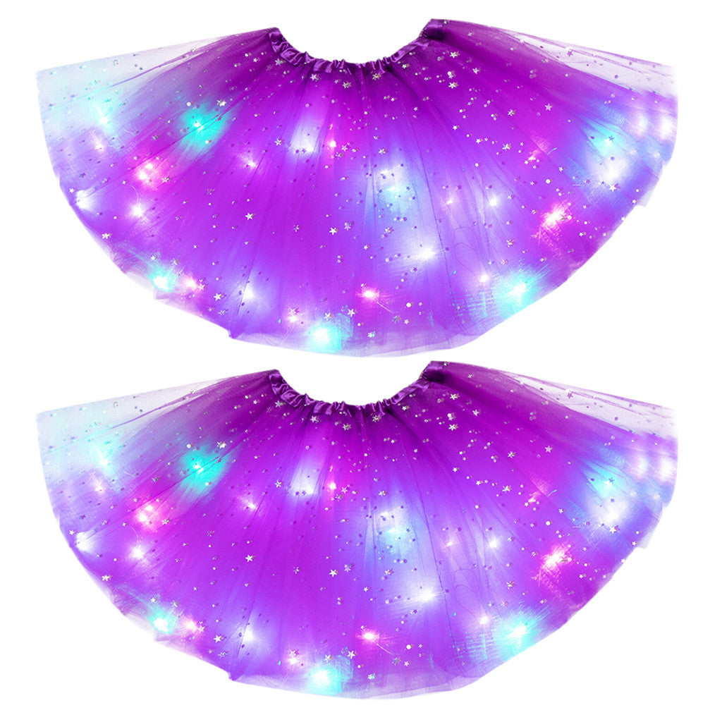 Magical & Luminous LED Princess Halloween Tutu Skirt Sequins Shiny Skirt