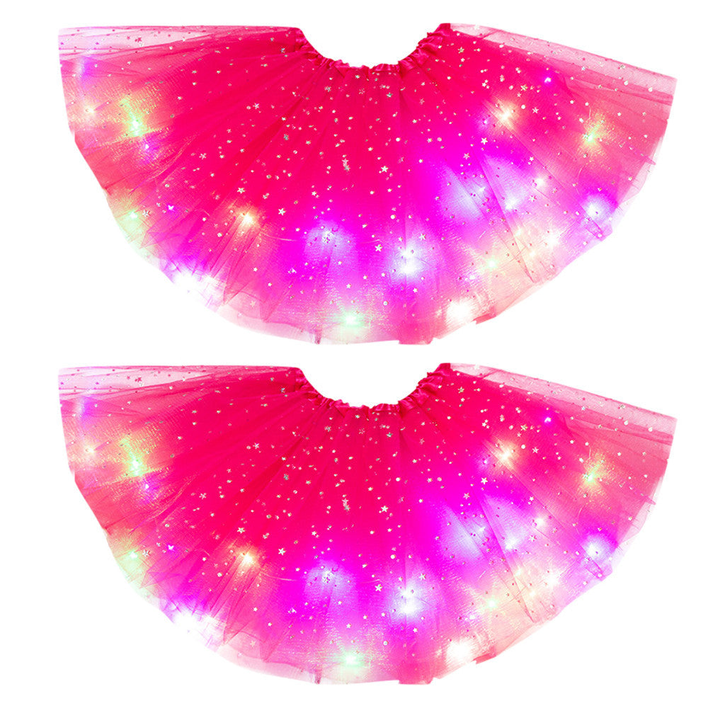 Magical & Luminous LED Princess Halloween Tutu Skirt Sequins Shiny Skirt