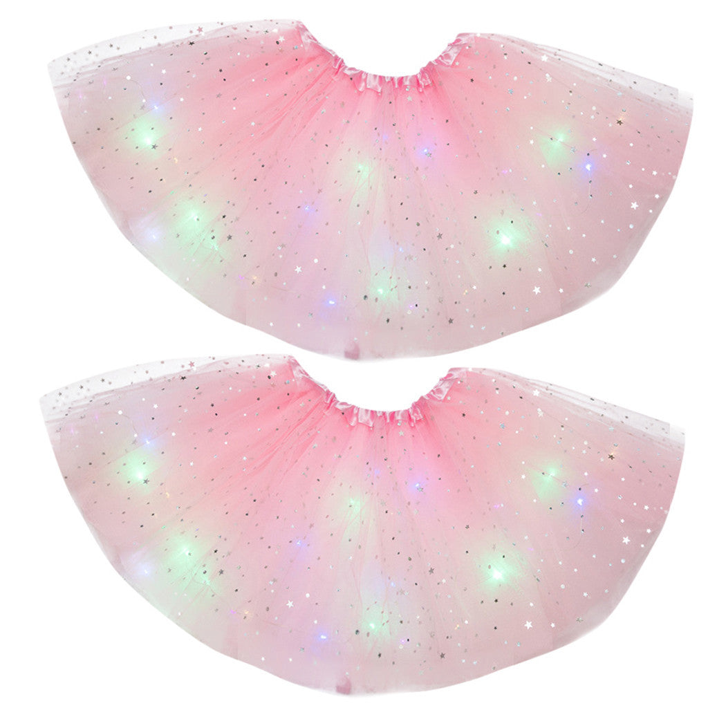 Magical & Luminous LED Princess Halloween Tutu Skirt Sequins Shiny Skirt