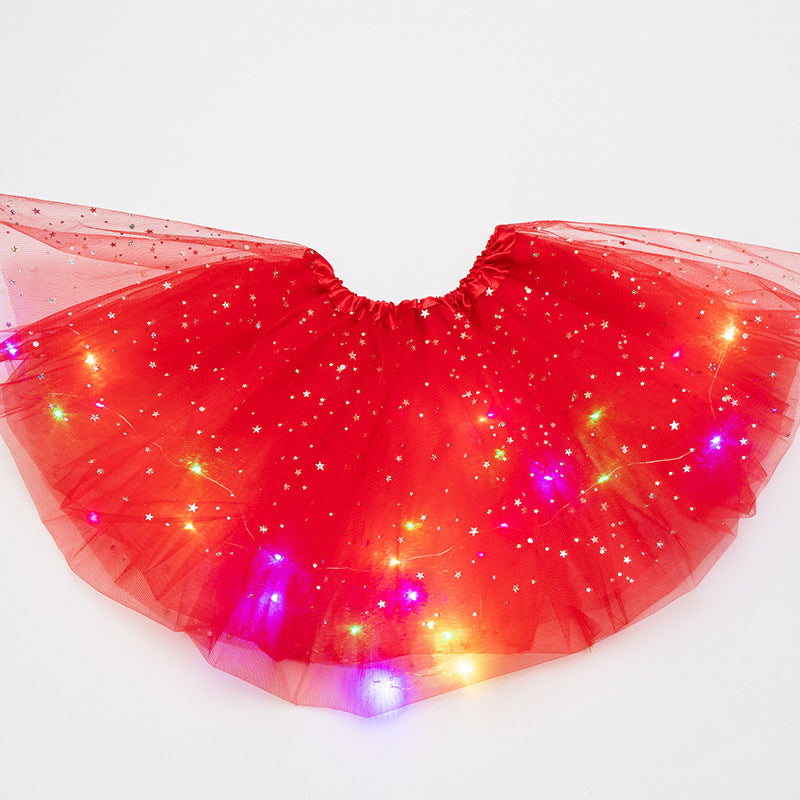 Magical & Luminous LED Princess Halloween Tutu Skirt Sequins Shiny Skirt