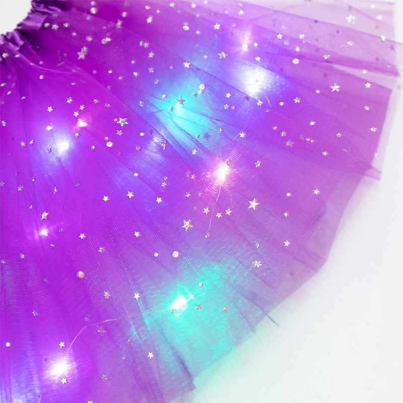 Magical & Luminous LED Princess Halloween Tutu Skirt Sequins Shiny Skirt