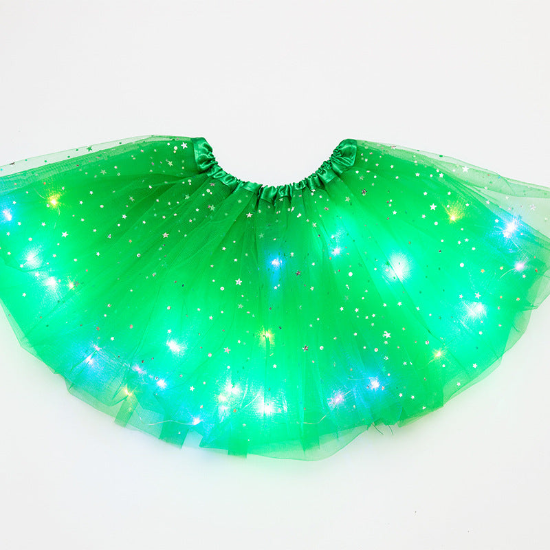 Magical & Luminous LED Princess Halloween Tutu Skirt Sequins Shiny Skirt