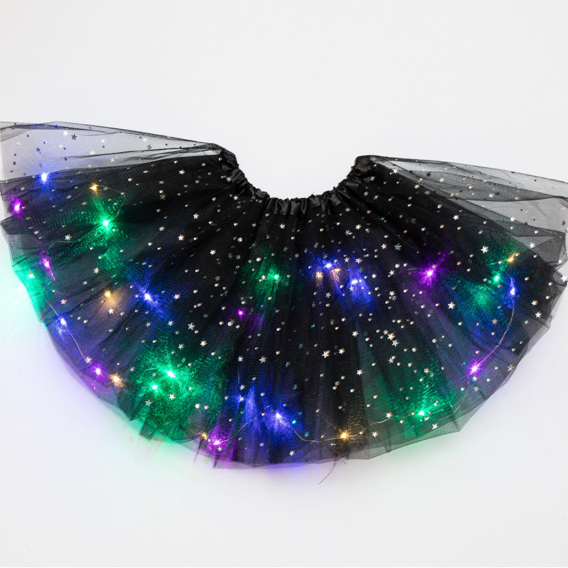 Magical & Luminous LED Princess Halloween Tutu Skirt Sequins Shiny Skirt
