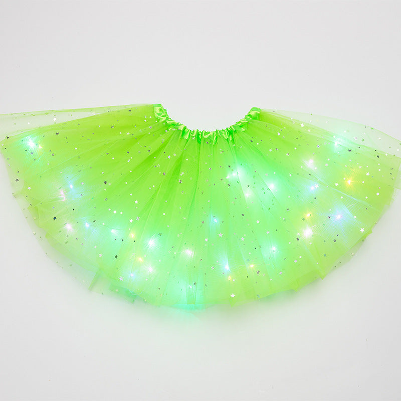Magical & Luminous LED Princess Halloween Tutu Skirt Sequins Shiny Skirt