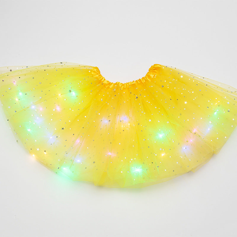 Magical & Luminous LED Princess Halloween Tutu Skirt Sequins Shiny Skirt