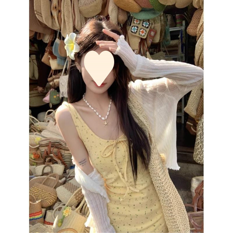 French Sweet Style Waist-slimming Long Dress