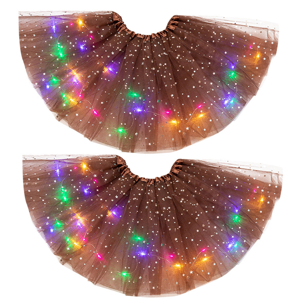 Magical & Luminous LED Princess Halloween Tutu Skirt Sequins Shiny Skirt