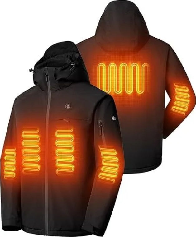 Heated Jacket, Ski Jacket Coat, With 12V 16000mAh Battery Pack, 5 Areas Heating Thicken Men Winter Coat
