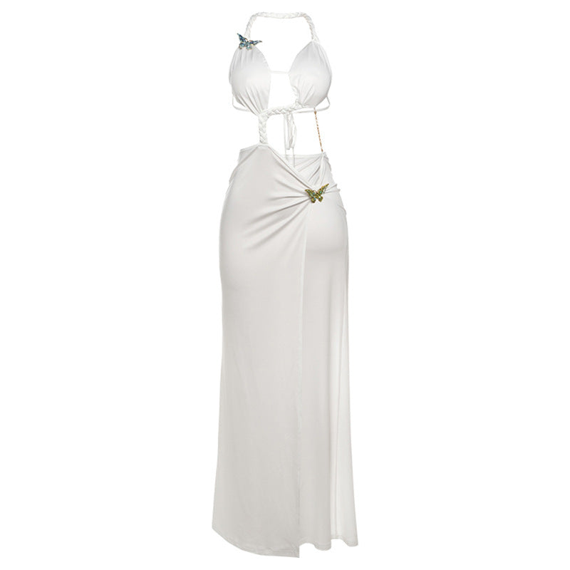 Women's Fashion Temperament Split Halter Dress