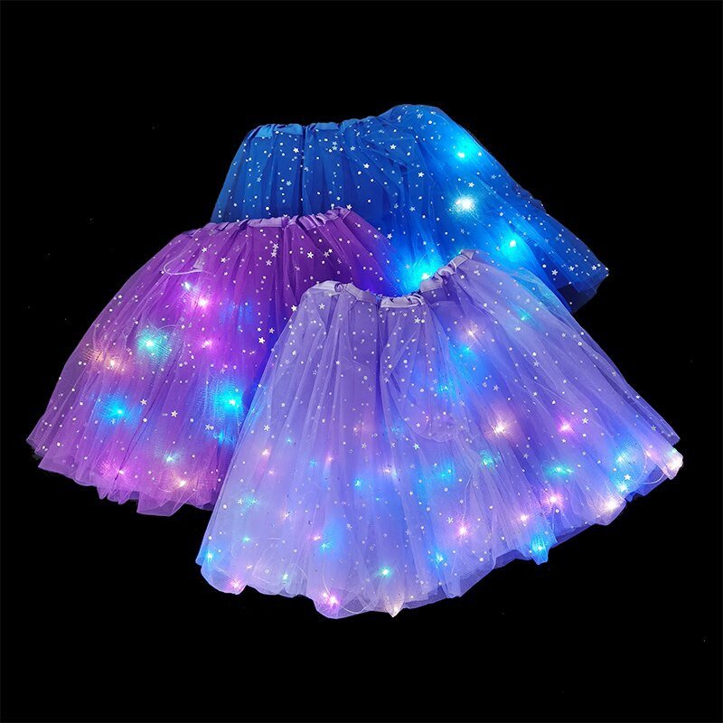Magical & Luminous LED Princess Halloween Tutu Skirt Sequins Shiny Skirt