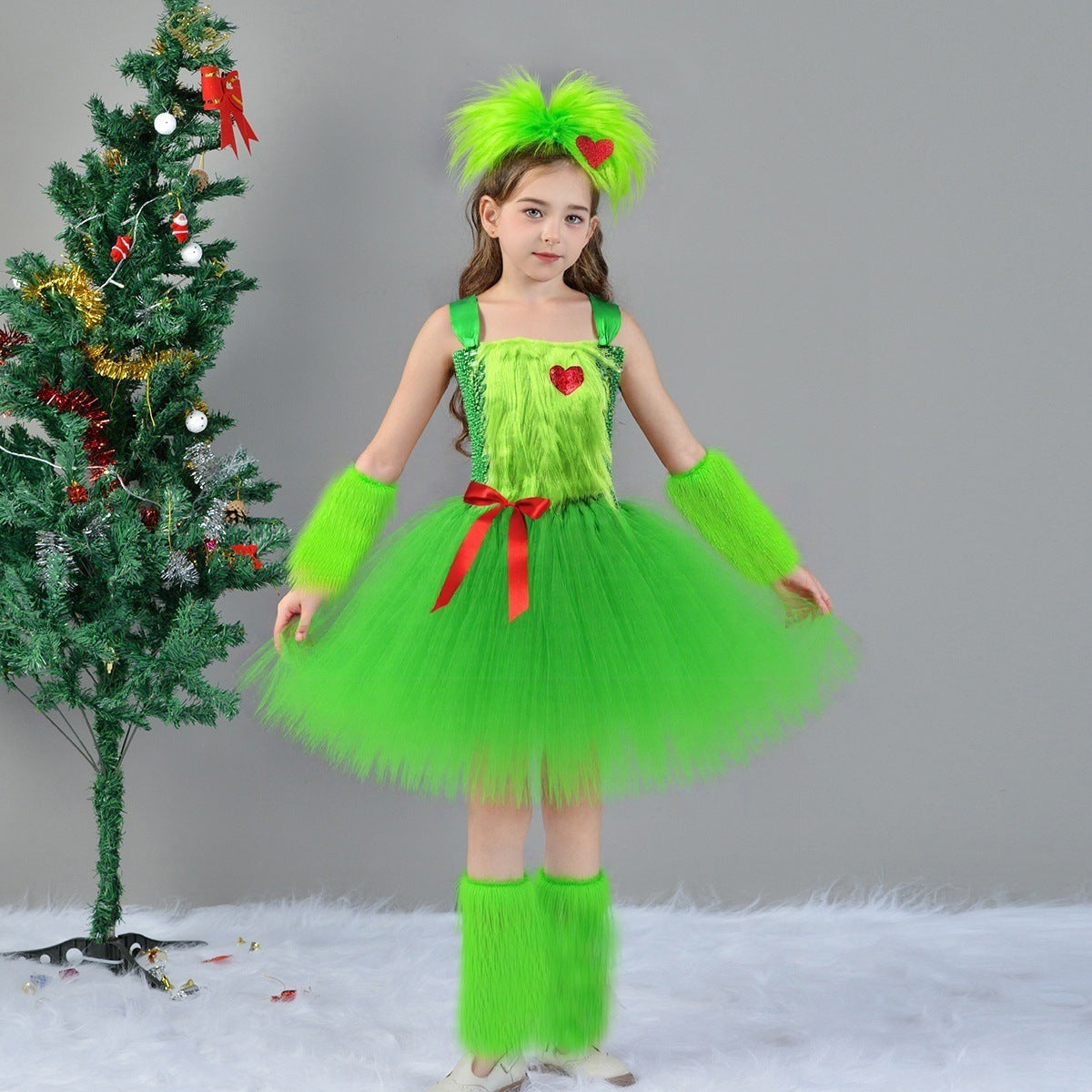 Christmas Green Fur Monster Costume Women