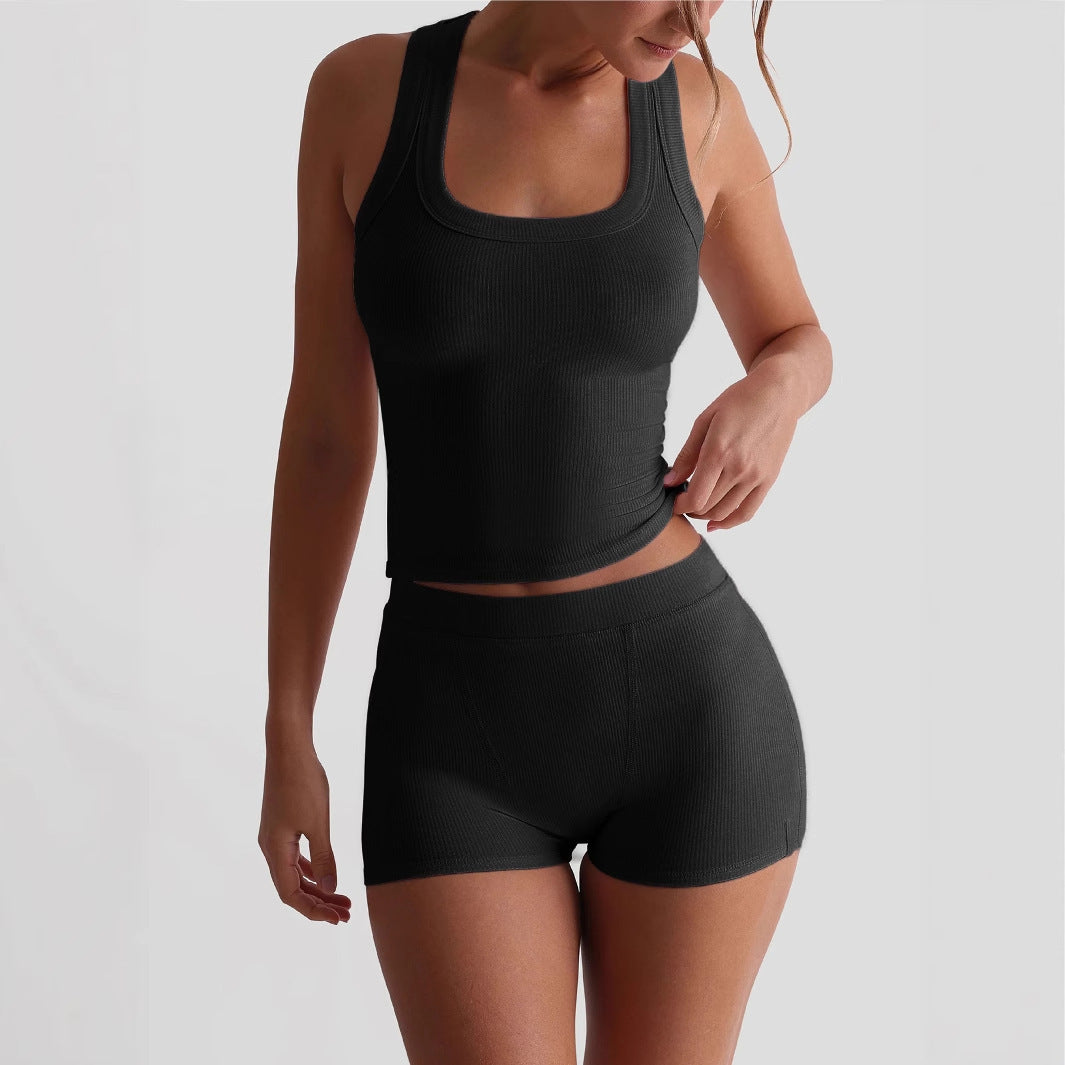 Yoga Sports Style Sling Vest Two-piece Set For Women