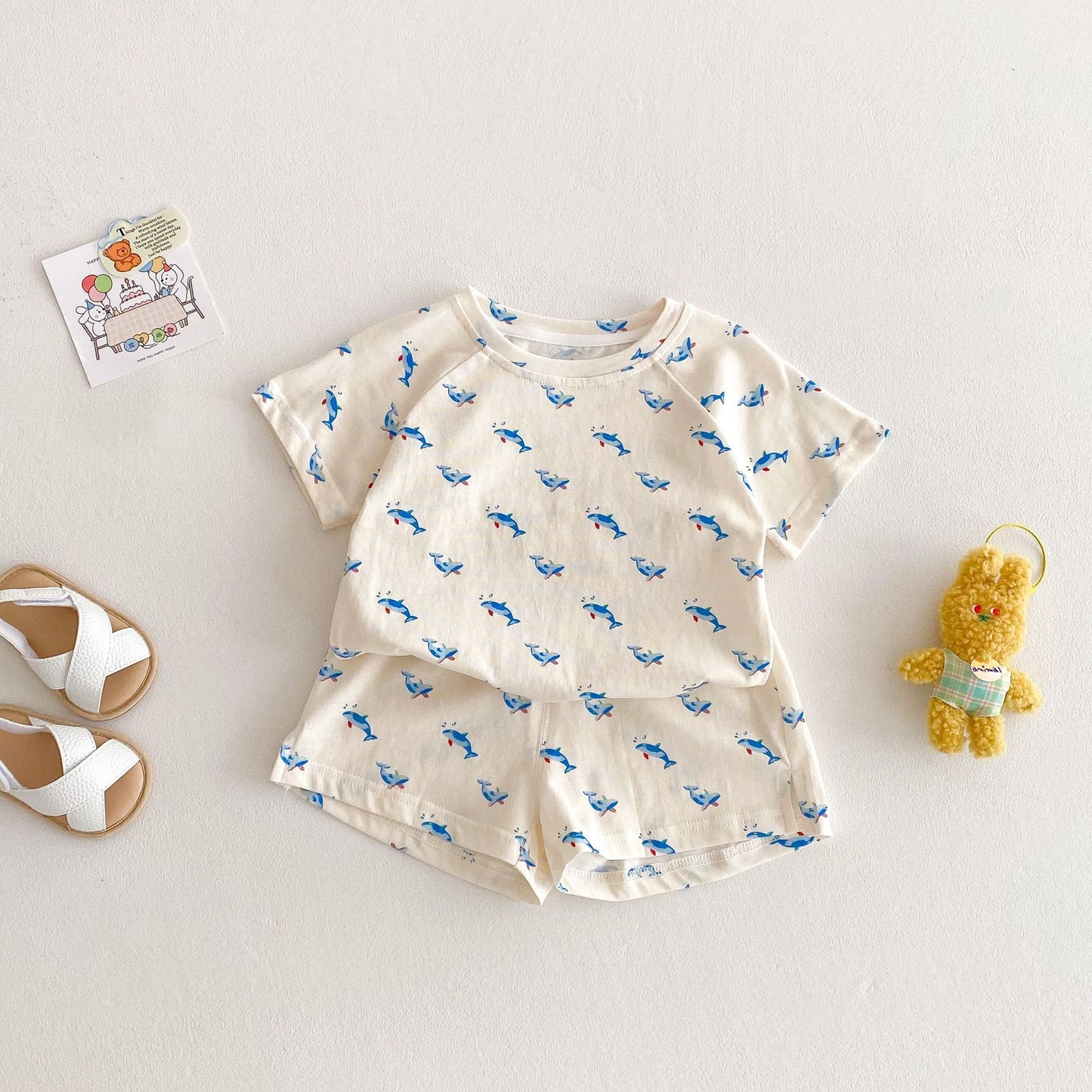 Full Version Car T-shirt Baby Trendy Shorts Two-piece Set
