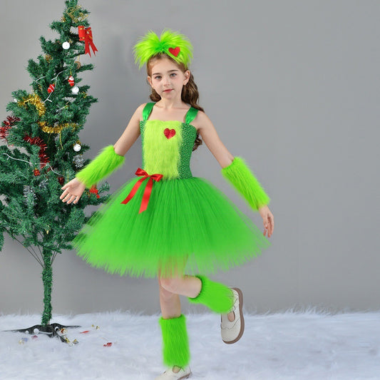 Christmas Green Fur Monster Costume Women