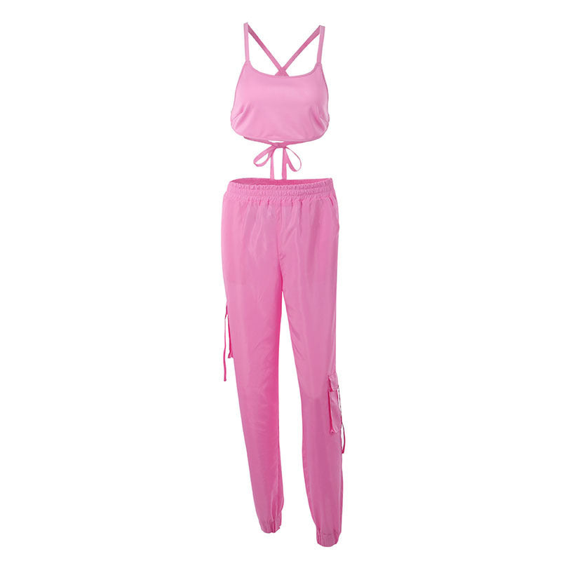 Lace vest casual trouser suit