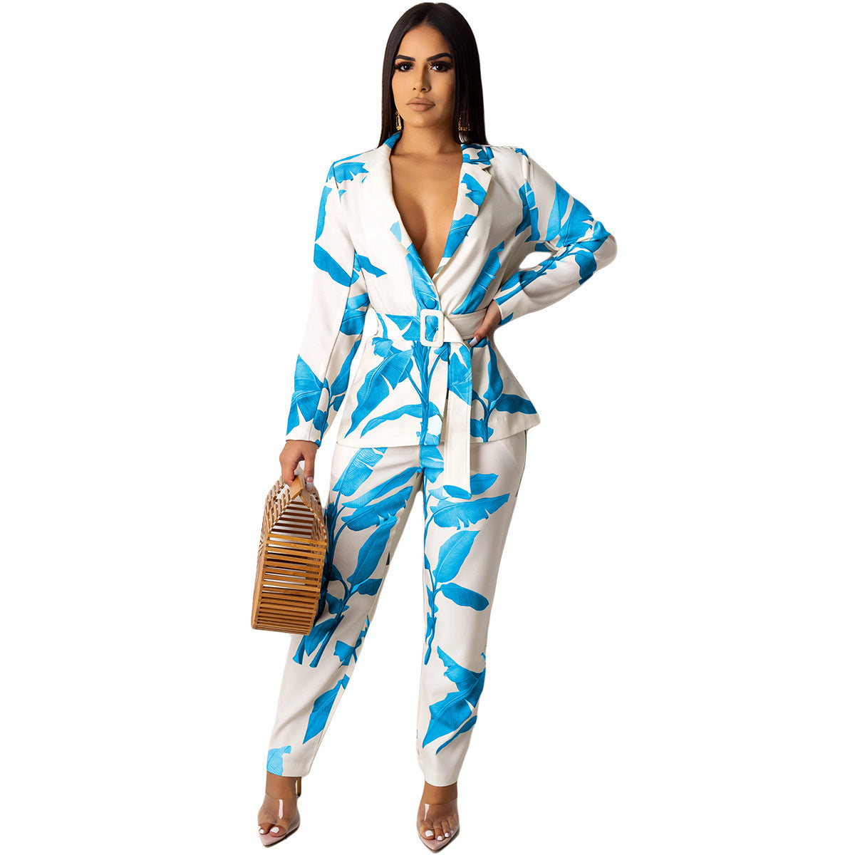 Print jacket+trouser suit Long Sleeve Pant