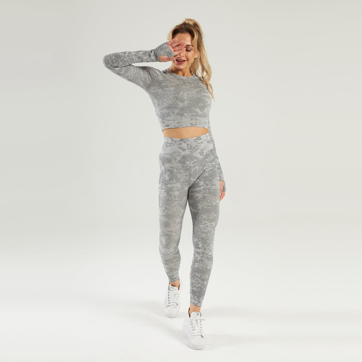 Seamless Fitness Sports Long-sleeved Trouser Suit Camouflage