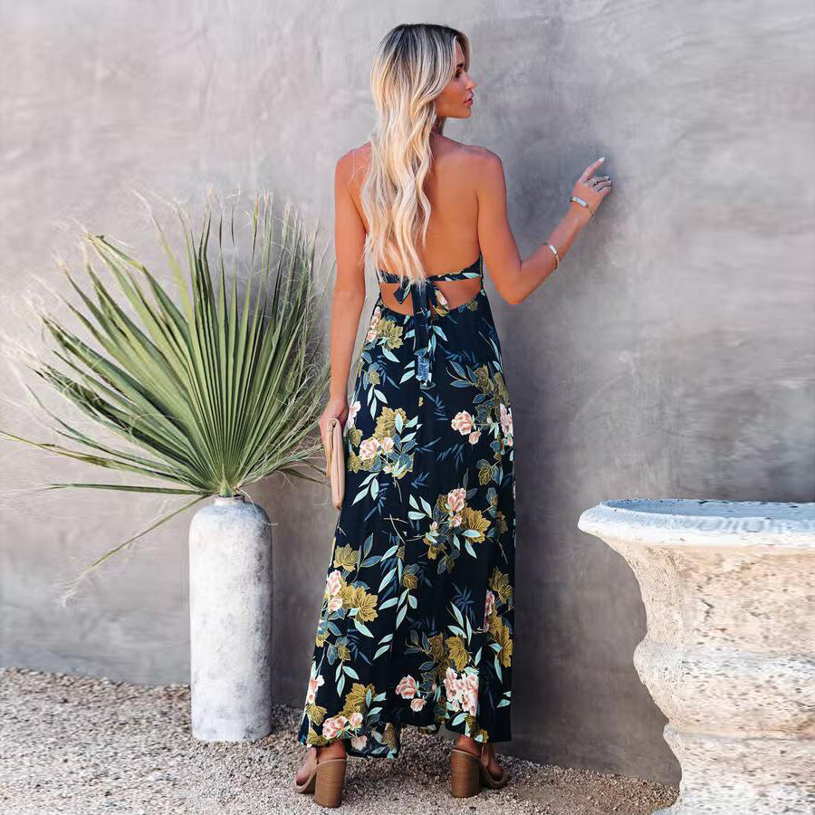 Suspender Dress Sexy Backless Large Swing Dress