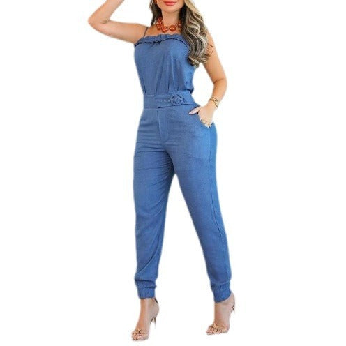 Elegant Sling Casual Slim Fit Denim Suit