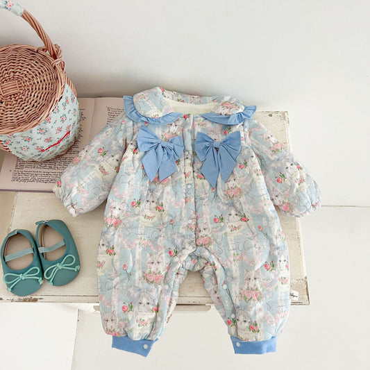 Baby Inkjet Fleece-lined Thickened Jumpsuit