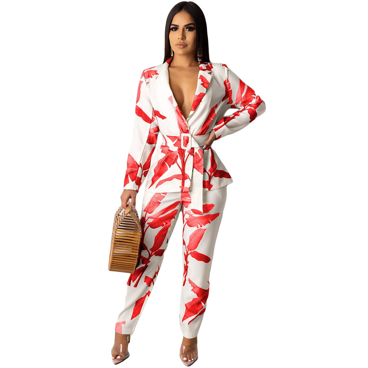 Print jacket+trouser suit Long Sleeve Pant