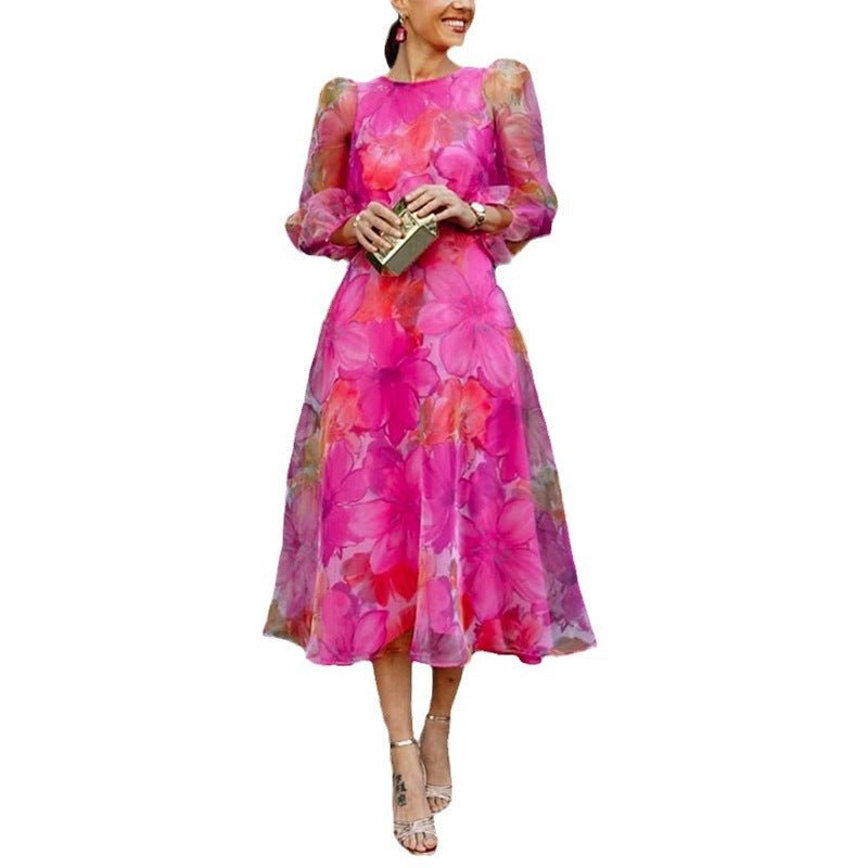 Female Summer Fashion Mesh Flower Dress
