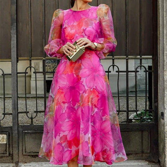Female Summer Fashion Mesh Flower Dress