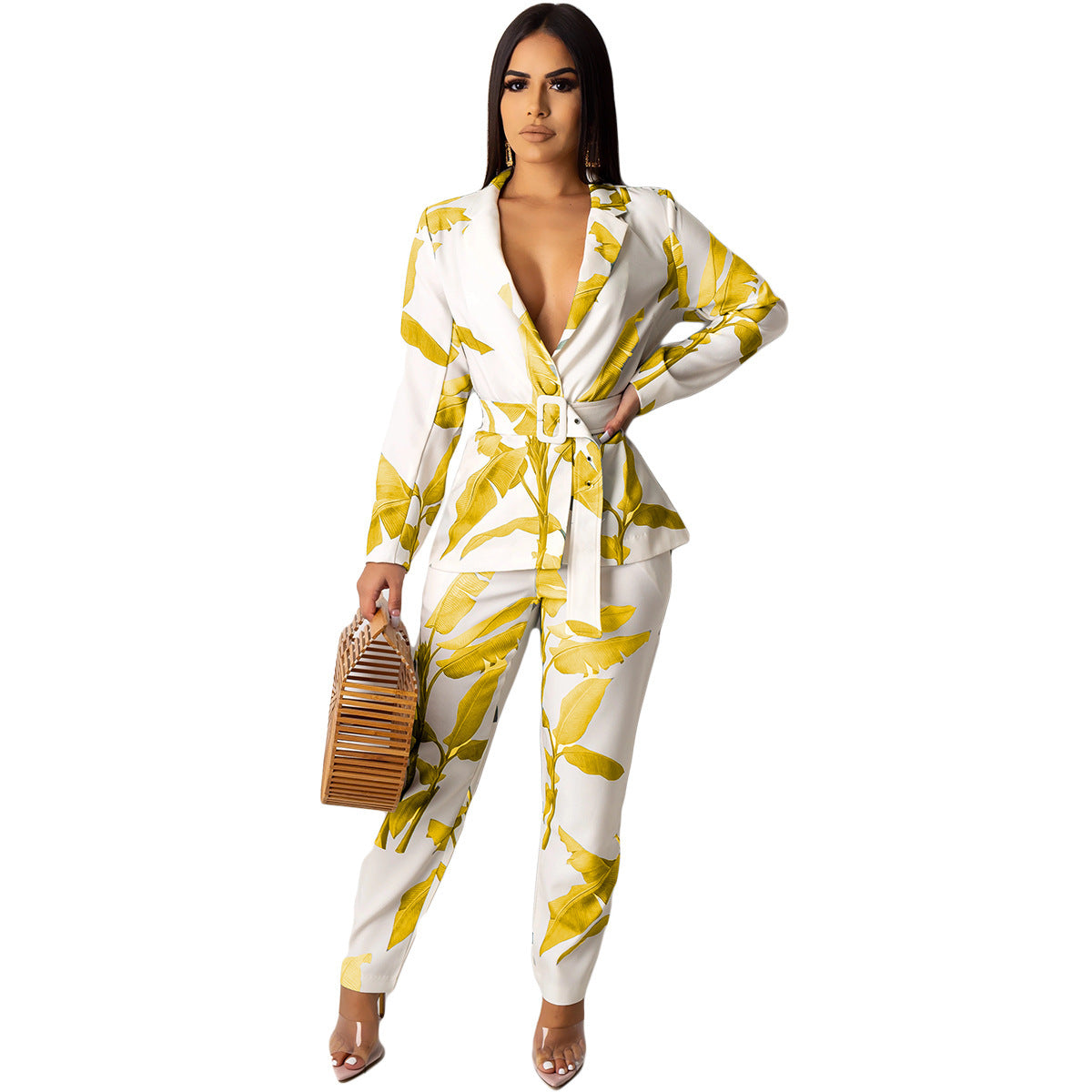 Print jacket+trouser suit Long Sleeve Pant