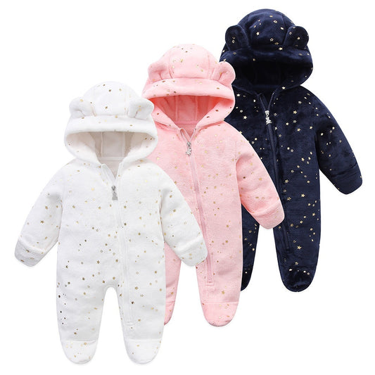 Baby Boys And Girls Thickened Jumpsuit Warm Rompers