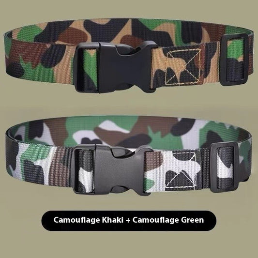 Military Training Belt Universal For Boys And Girls Spring And Summer Wear-resistant Lengthened High School And College Student Camouflage Monochrome Buckle Belt Wholesale