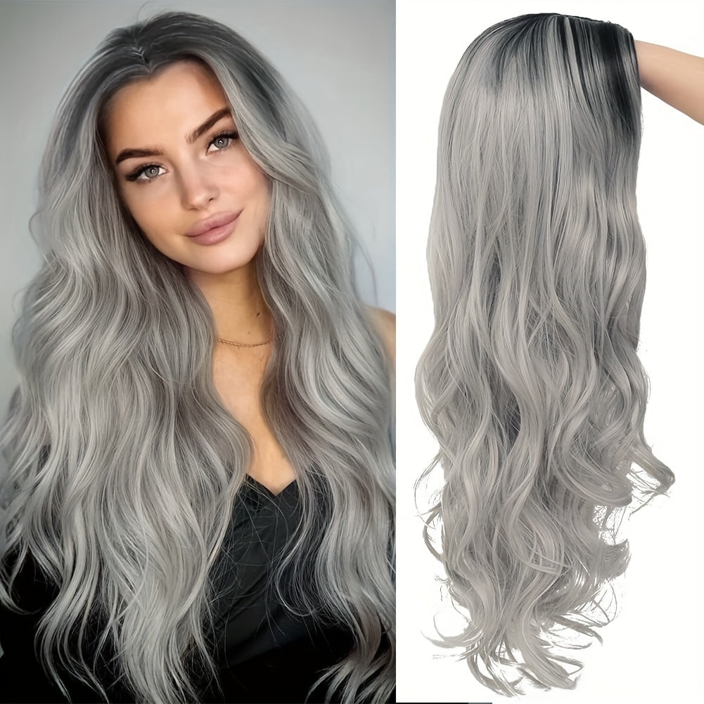 Silver Gray Lace-less Wig