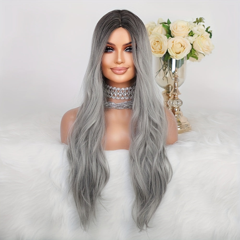 Silver Gray Lace-less Wig
