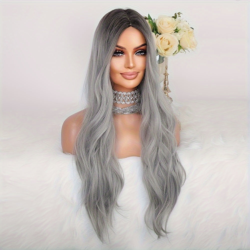 Silver Gray Lace-less Wig