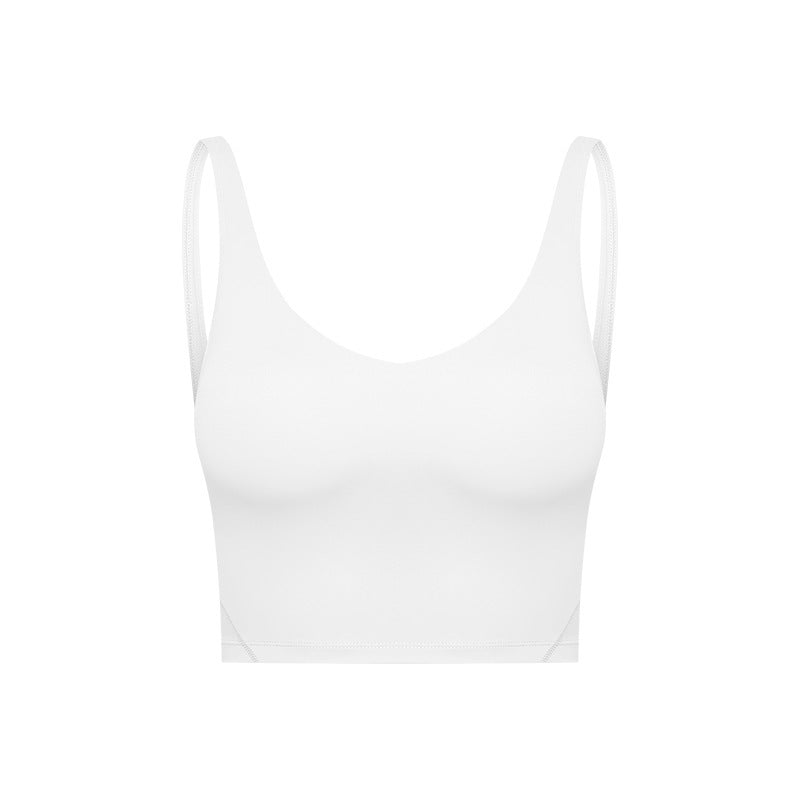 Summer Pure Color Ribbon Chest Pad Nude Feel Back-shaping Running Fitness