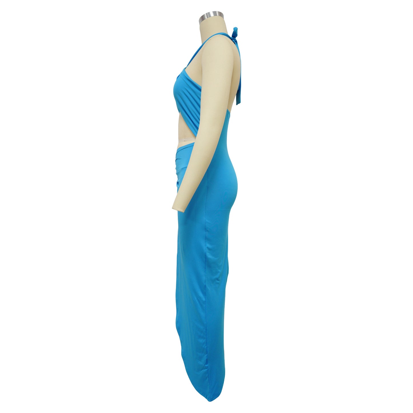 Women's Personality Pure Color Halter Dress