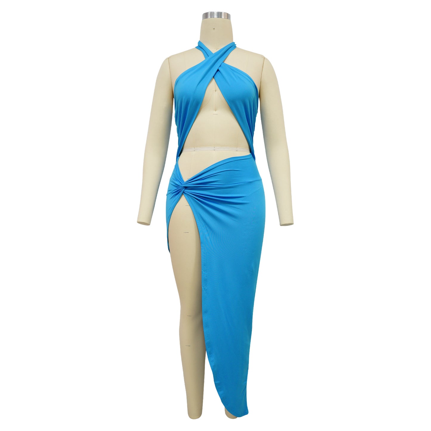 Women's Personality Pure Color Halter Dress