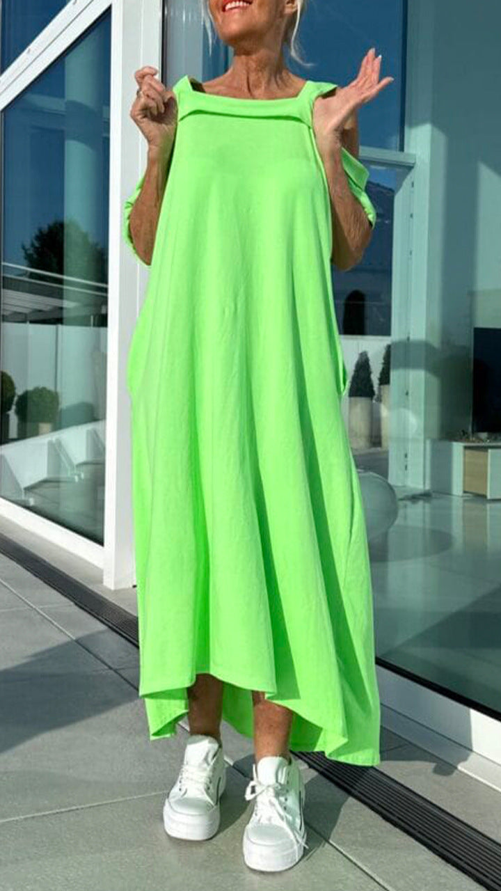 Women's Suspenders Loose Long Dress Cotton
