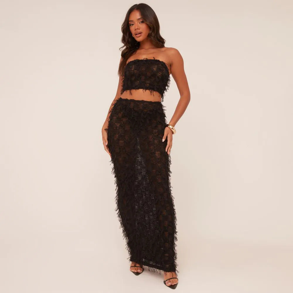 Women's Chest-wrapped Backless Navel Mesh European And American See-through Dress Skirt Suit