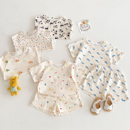 Full Version Car T-shirt Baby Trendy Shorts Two-piece Set