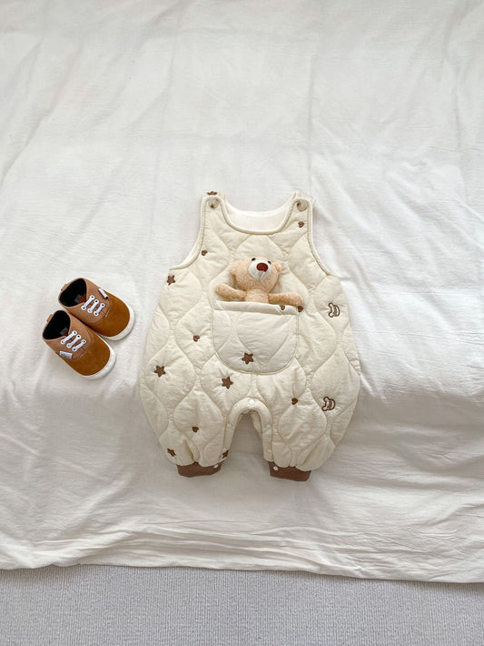 Infant Baby Star Embroidery Design Soft Cotton Fashion Overalls